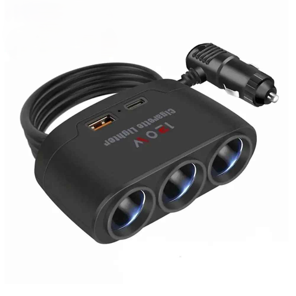 Enchufe Usb Dual 3 En 1 Cargador Y Encendedor Para Autos-0