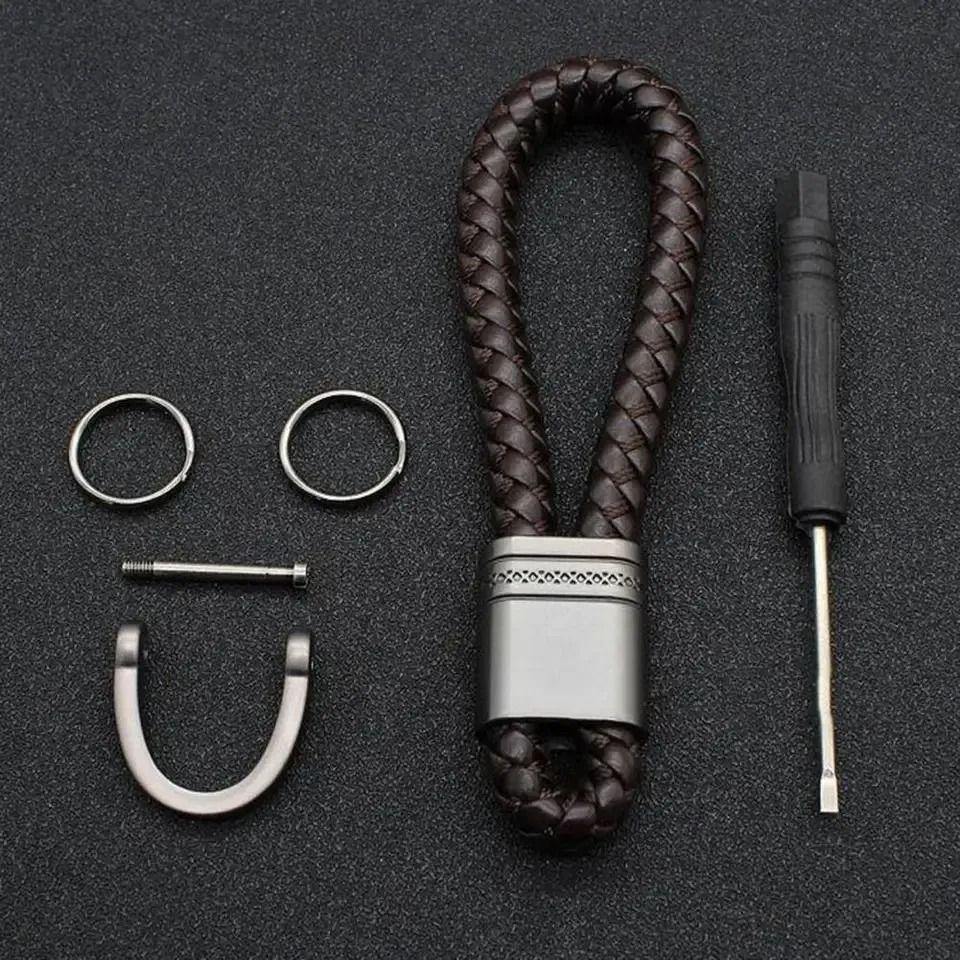 Llavero De Cuerda Cuero Pu Tejido Accesorio Moda Coche Auto-6