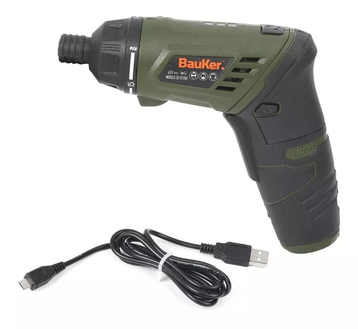 Bauker Atornillador Inalámbrico 4v + 29 Accesorios Color Con Cargador Usb 220v-0
