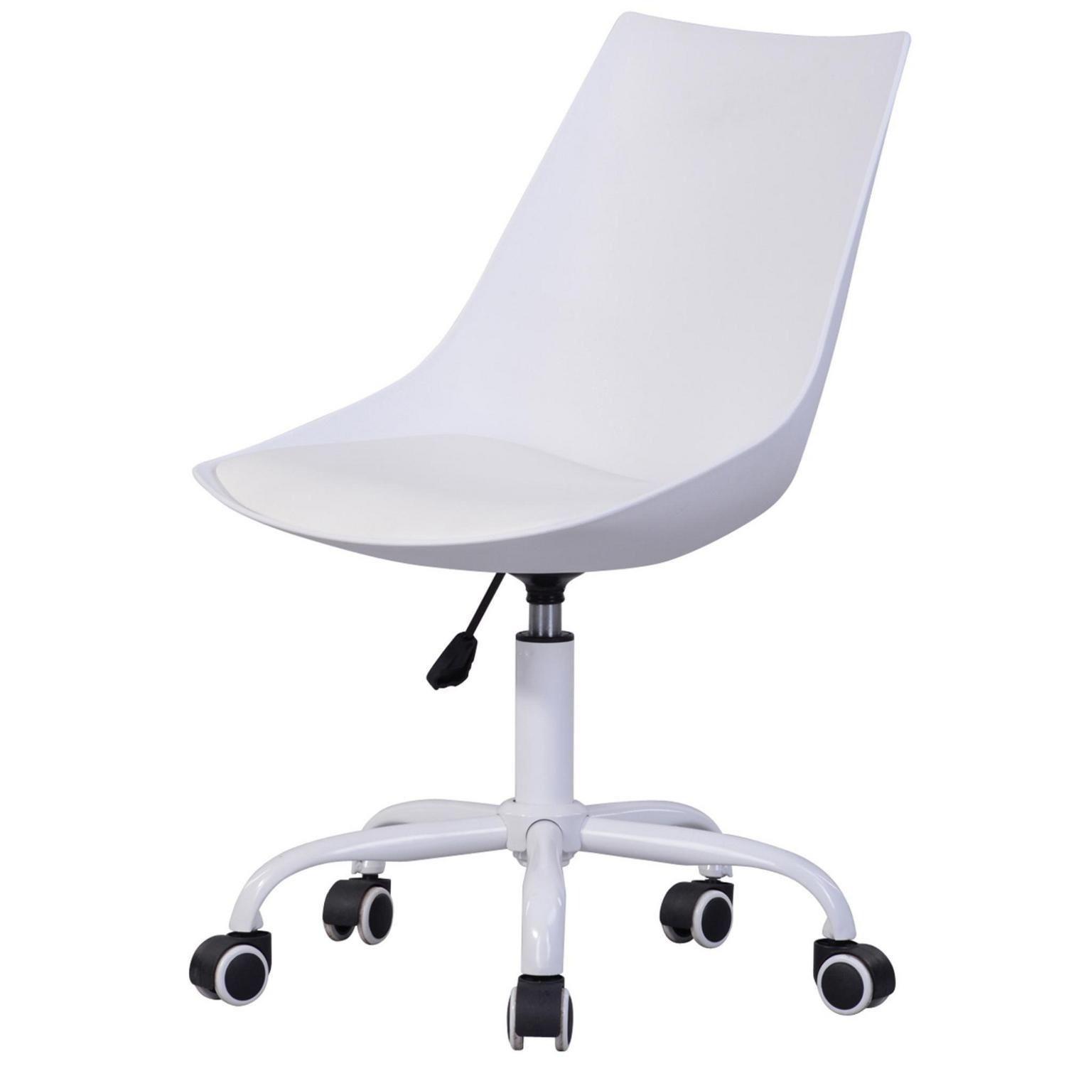 Silla Escritorio Pc Moorish Blanca Eco Cuero Con Ruedas-2