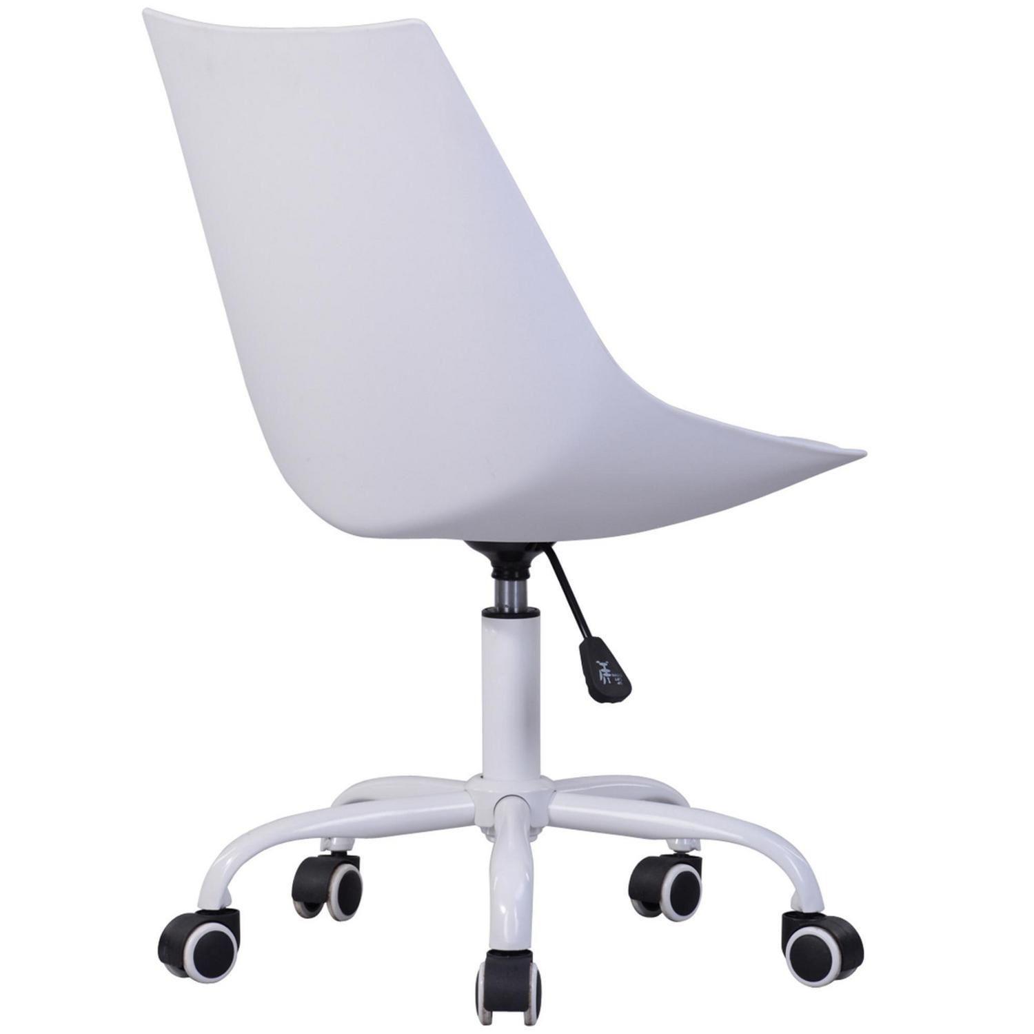Silla Escritorio Pc Moorish Blanca Eco Cuero Con Ruedas-3