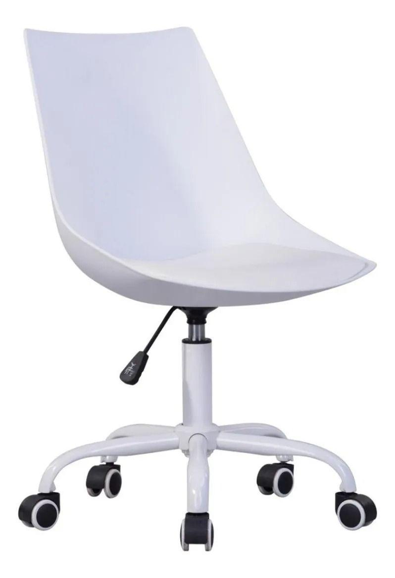 Silla Escritorio Pc Moorish Blanca Eco Cuero Con Ruedas-0