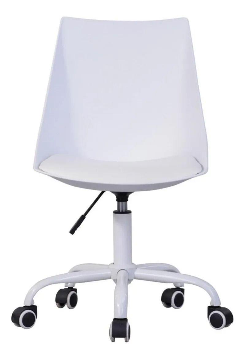 Silla Escritorio Pc Moorish Blanca Eco Cuero Con Ruedas-4