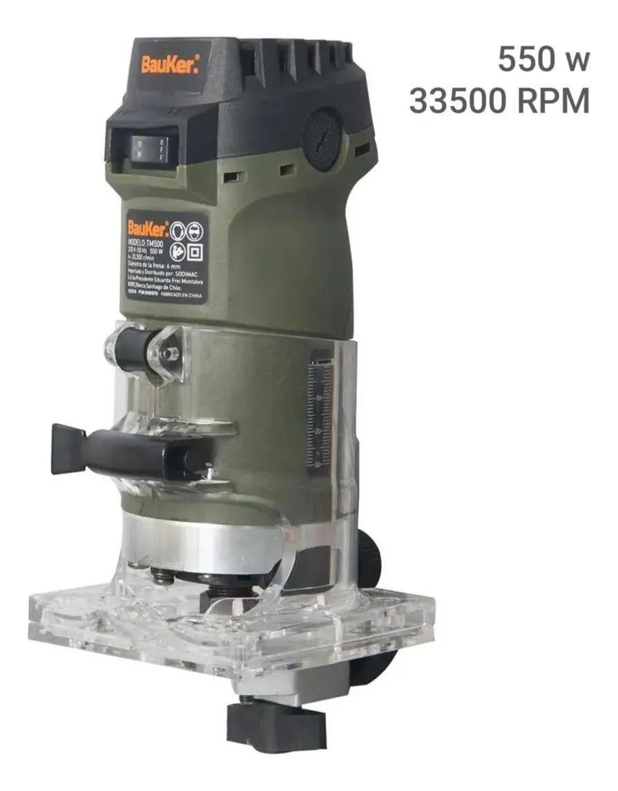 Fresadora Eléctrica Bauker 550 W + 6 Fresas Tm500-k1 33500rp-3