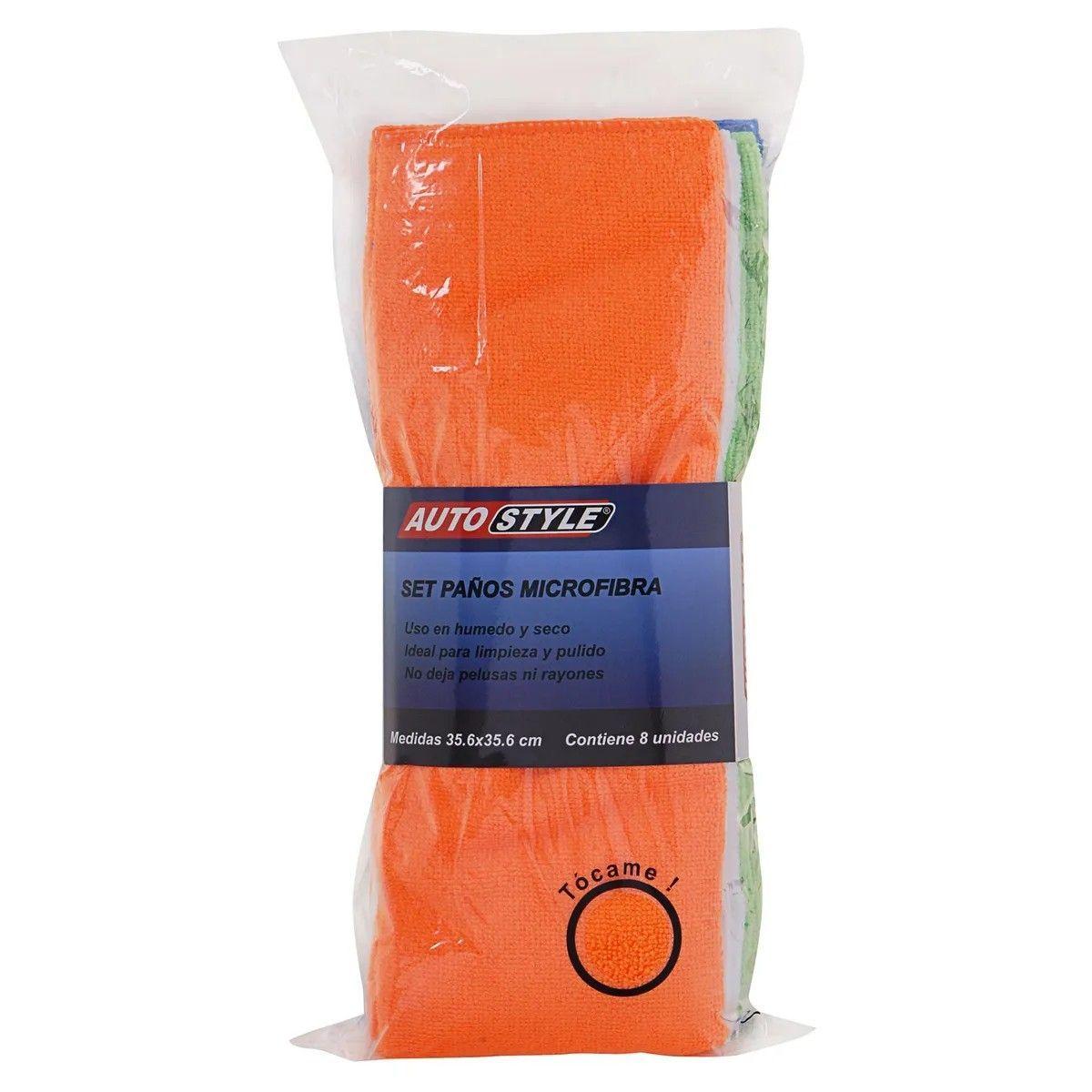 Set De Paños Microfibra Autostyle Para Auto 8 Unidades   -4