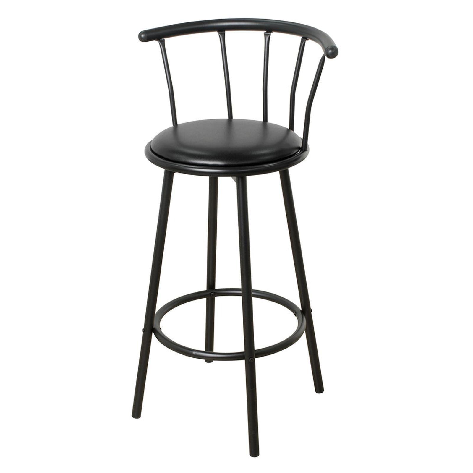 Silla Bar Alta Giratoria Elegante Moderna Resistente Negro-4