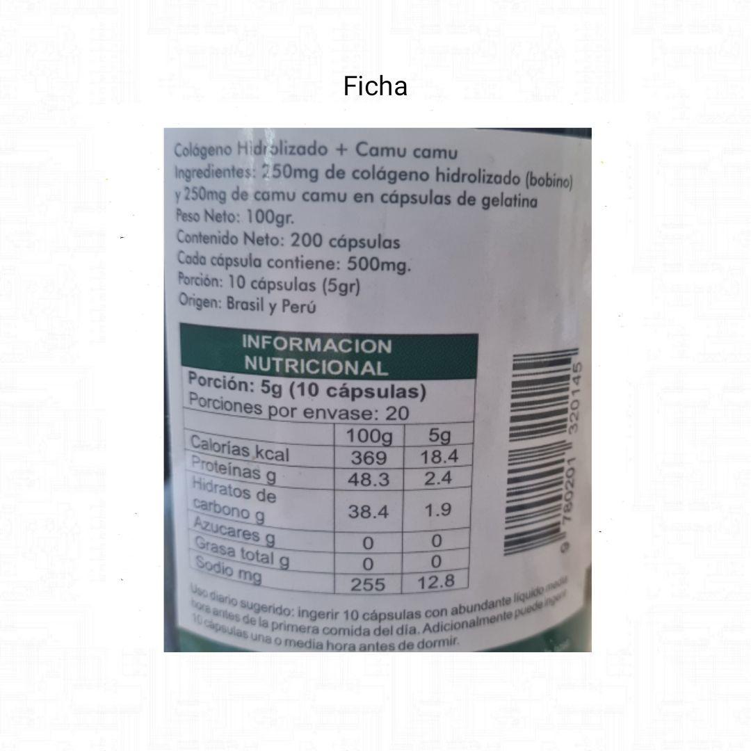 Colageno Hidrolizado + Camu Camu 200 Capsulas 500 Mg N.p-1