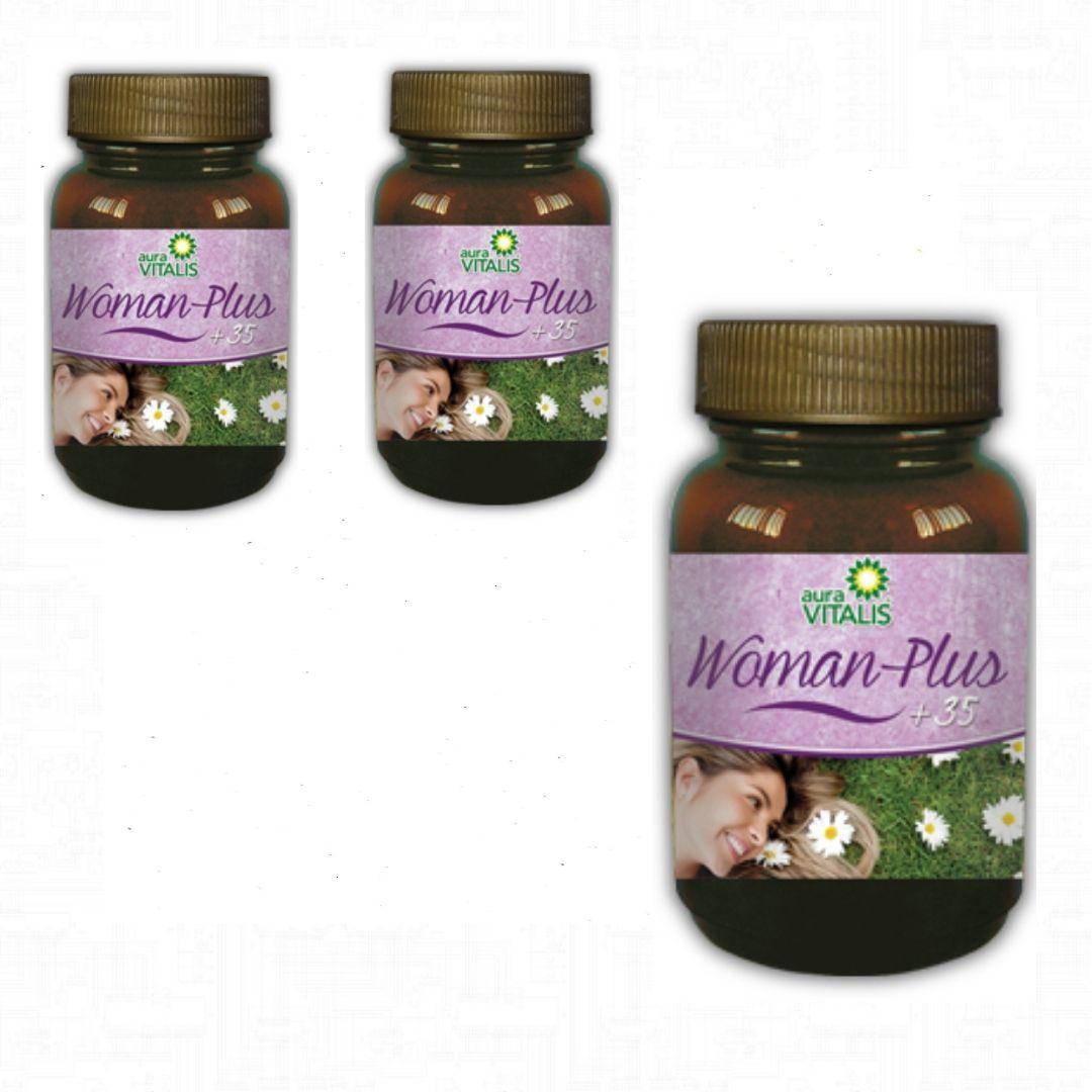 pack 3 frascos Woman Plus + 35 - 90 Caps c/u Colageno Maca-0