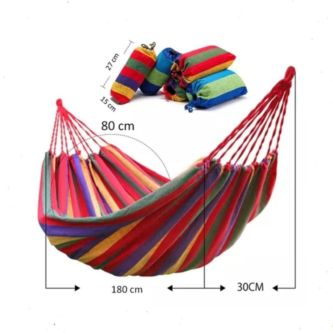 Hamaca 100% Algodón 1 Plaza Colgante 80x190cm Hasta 100kg Color Rojo Muticolor-2