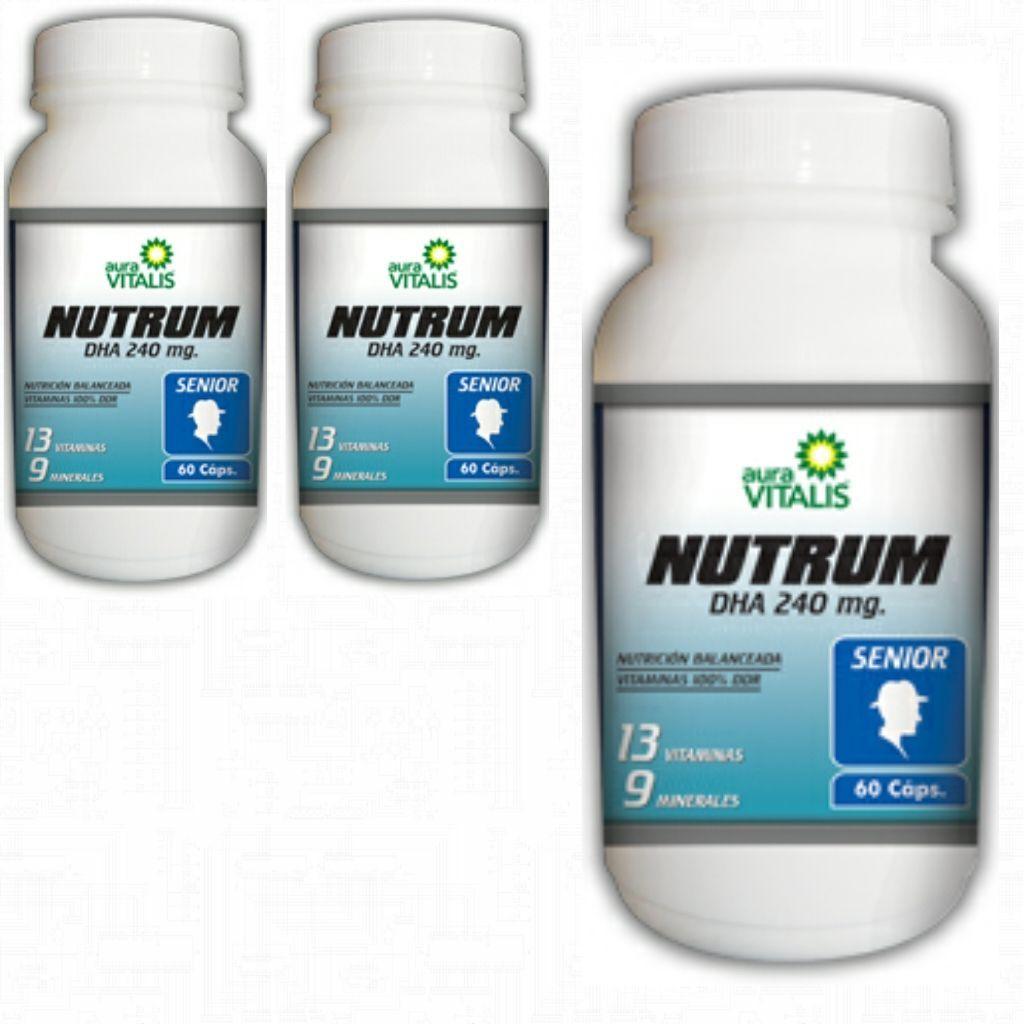 Nutrum Senior 3 Frascos 60 Capsulas c/u Vitaminas Calcio  Zinc-0