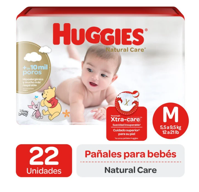Pañal Huggies Natural Care Talla M X4paq 88pñales-1