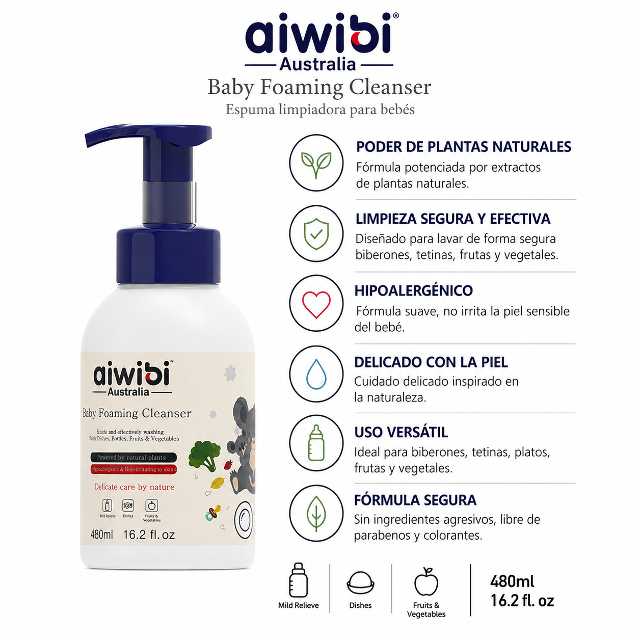 Limpiador Mamaderas Frutas Verduras Aiwibi 480 Ml Blanco-1