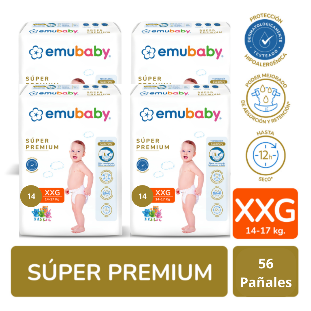 Pañales Emubaby Premium XXG X4 paquetes 56 pañales-0