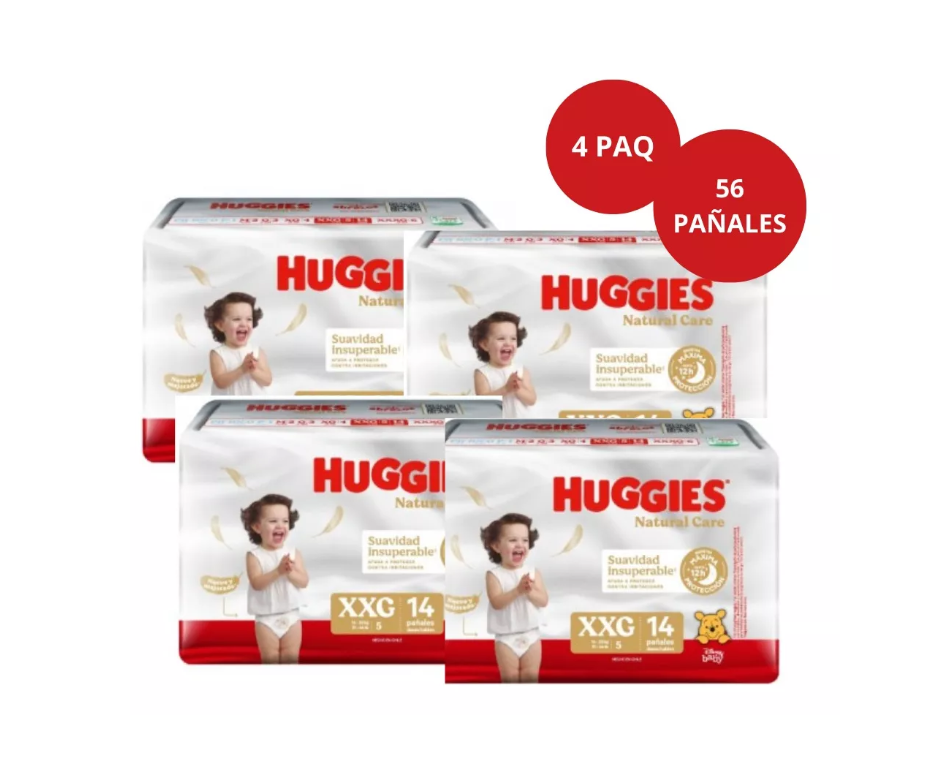 Pañales Huggies Natural Care XXG X4 56 Unidades-1