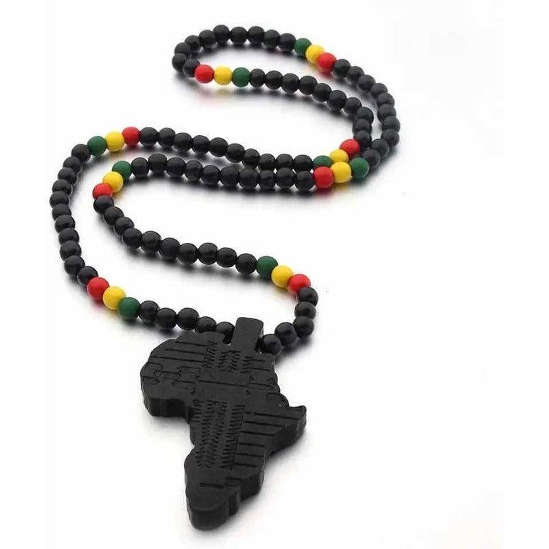 Collar Africano, Colgante Con Mapa De África, Estilo Único Negro-2