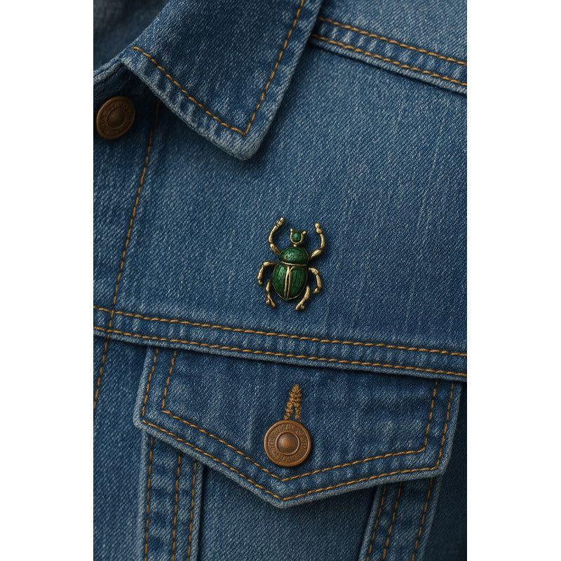 Broche Escarabajo Verde Metálico Vintageestilo Egipcio-1