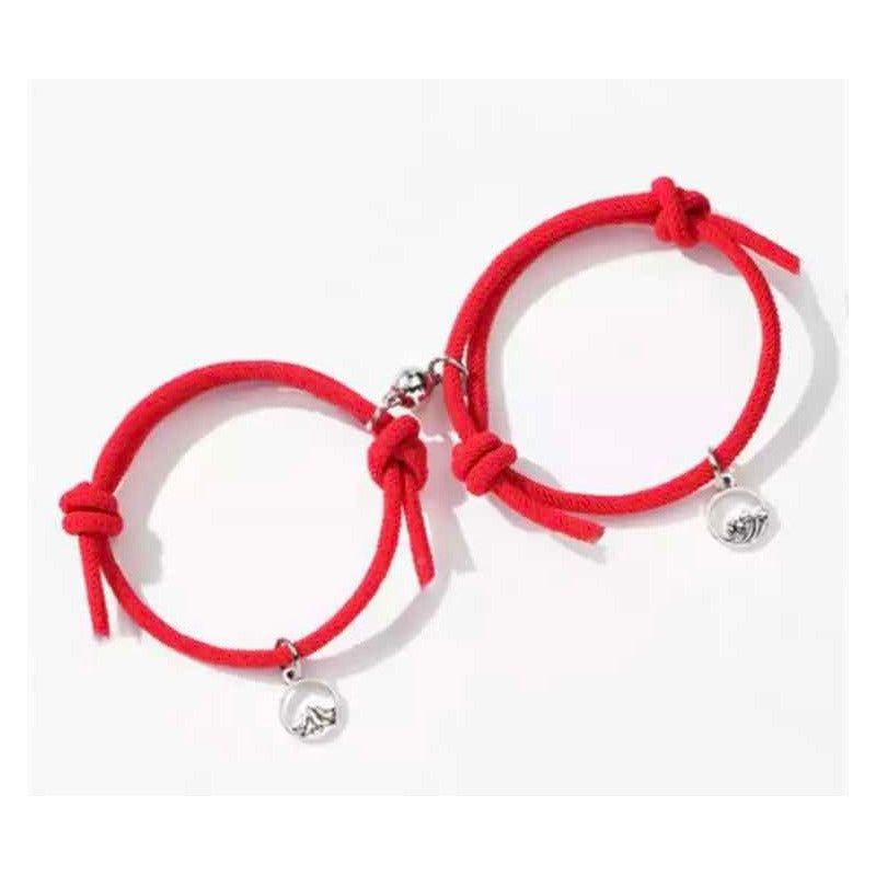Pulsera Doble Con Iman Hilo Rojo Pareja Aniversario Novios-0