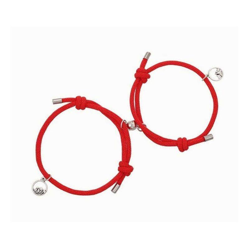 Pulsera Doble Con Iman Hilo Rojo Pareja Aniversario Novios-1