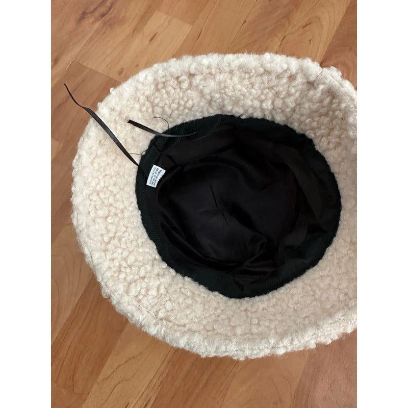 Gorro Femenino Modelo Corderito Cubo, Grueso Y Abrigado Beige Estandar-3