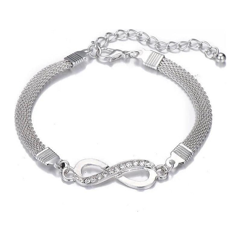 Pulsera Plateada Modelo Del Infinito Femenino Elegante Plateado 19 Cm 48.26 Cm-2