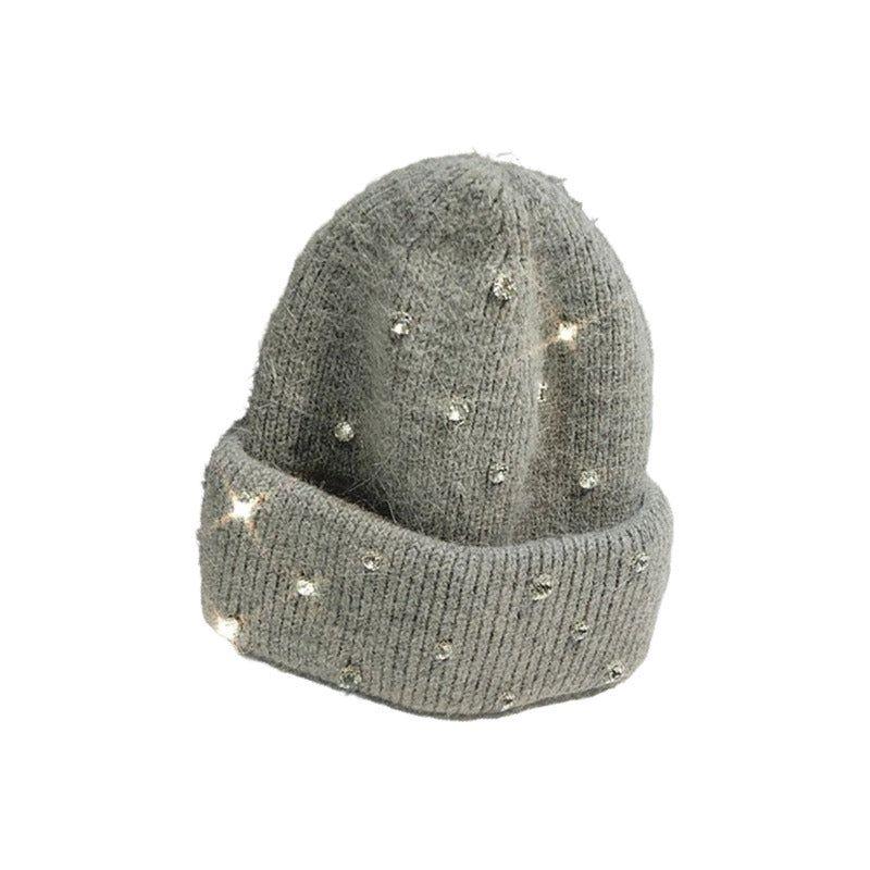 Gorro Lana Femenino, Modelo Lana Color Diamante, Gorro Moda Gris Talla Estándar-2