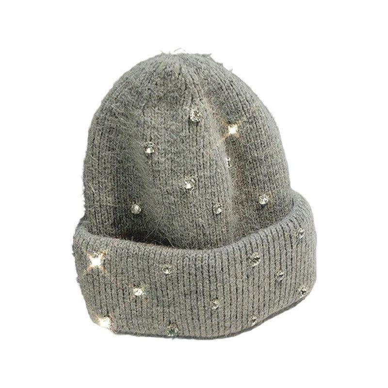 Gorro Lana Femenino, Modelo Lana Color Diamante, Gorro Moda Gris Talla Estándar-3