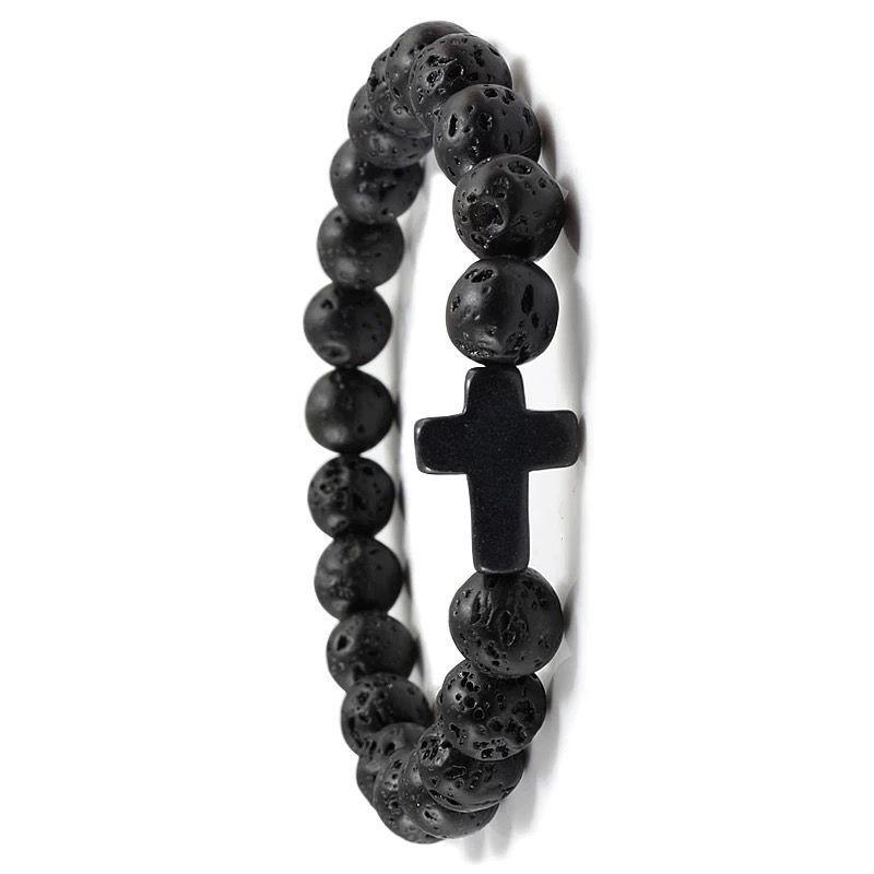 Pulsera de Piedras Con Cruz-2
