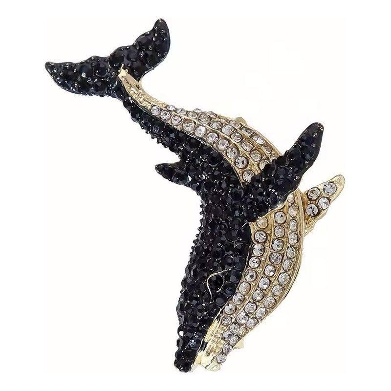 Broche Prendedor Ballena Glam, Accesorio Fino Negro-2