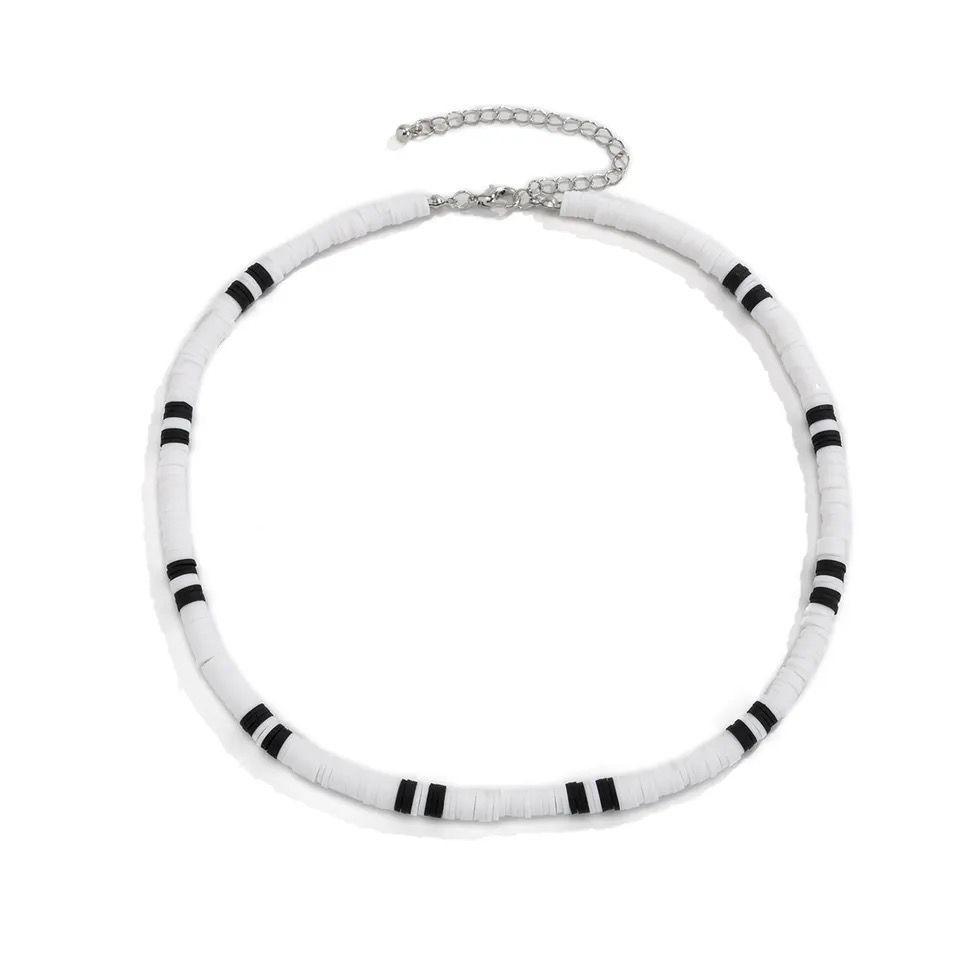 Collar De Arcilla Polimérica, Gargantilla Blanca Unisex-0