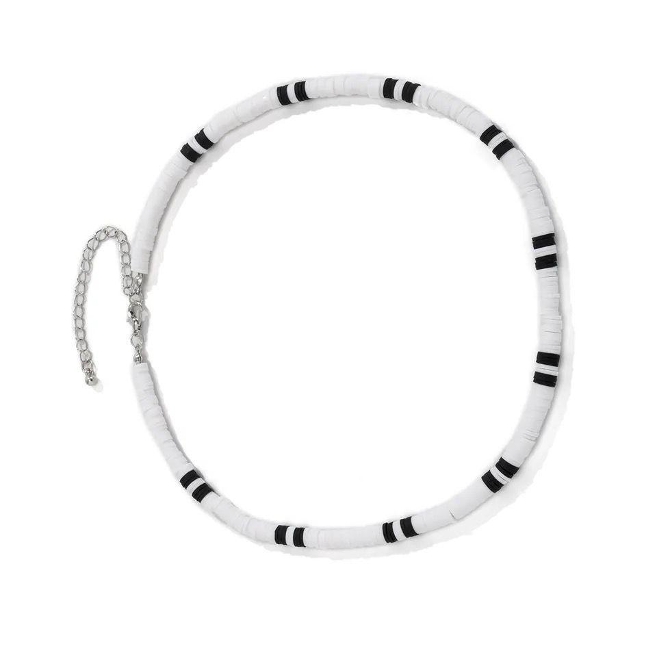 Collar De Arcilla Polimérica, Gargantilla Blanca Unisex-1
