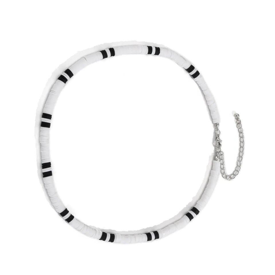Collar De Arcilla Polimérica, Gargantilla Blanca Unisex-2