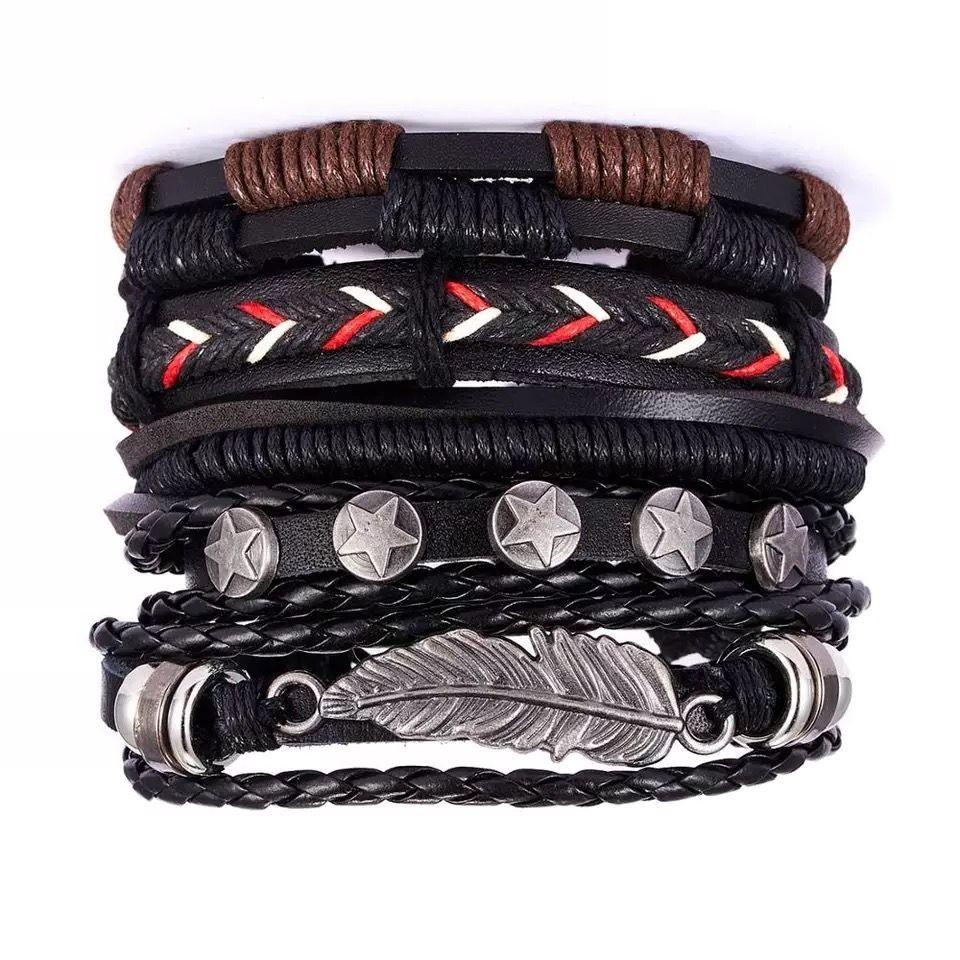 Pulsera Trenzada estilo Hoja, múltiples Eco Cuero-2