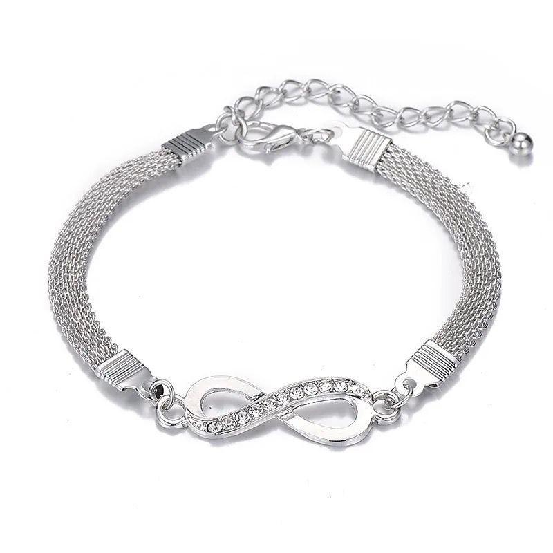 Pulsera Plateada Modelo Del Infinito Femenino Elegante,-3