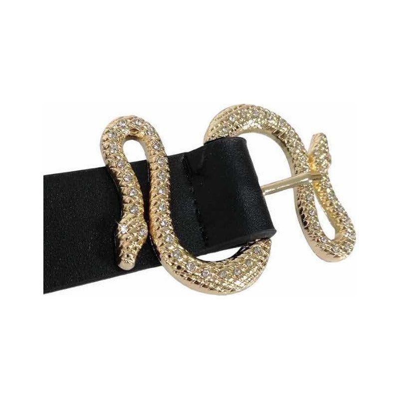 Hebilla Cinturón Serpiente Lujosa Diseño Lujoso Elegante Dorado Liso Único-2