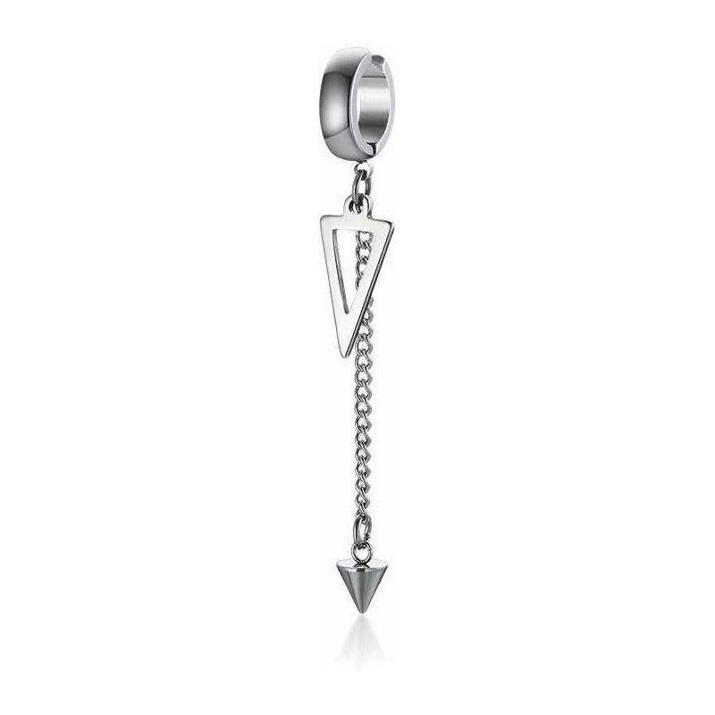 Pendiente Con Cadena Colgante Y Triángulo, Aro Masculino-0