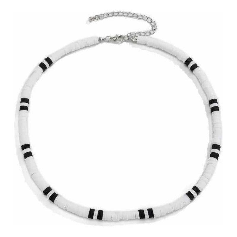 Collar De Arcilla Polimerica, Gargantilla Blanca Unisex Blanco-2