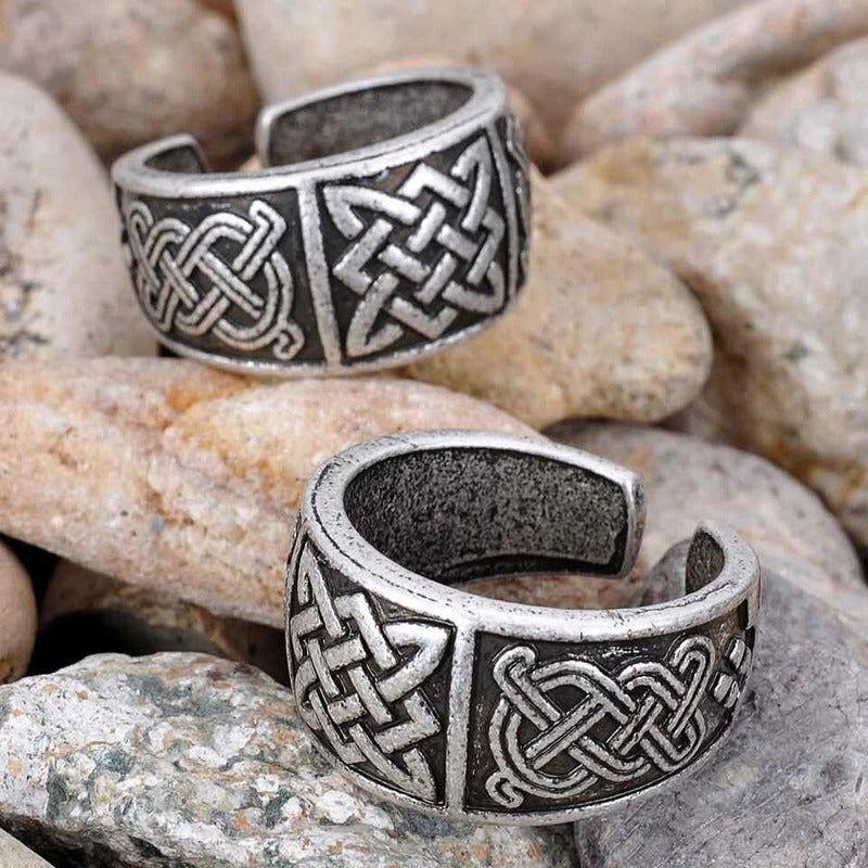 Anillo Vikingo Anillo Etnico Stars Ring Ragnar Lodbrok Rolo Plateado Ajustable-2