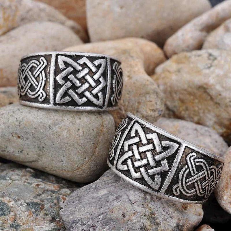 Anillo Vikingo Anillo Etnico Stars Ring Ragnar Lodbrok Rolo Plateado Ajustable-3
