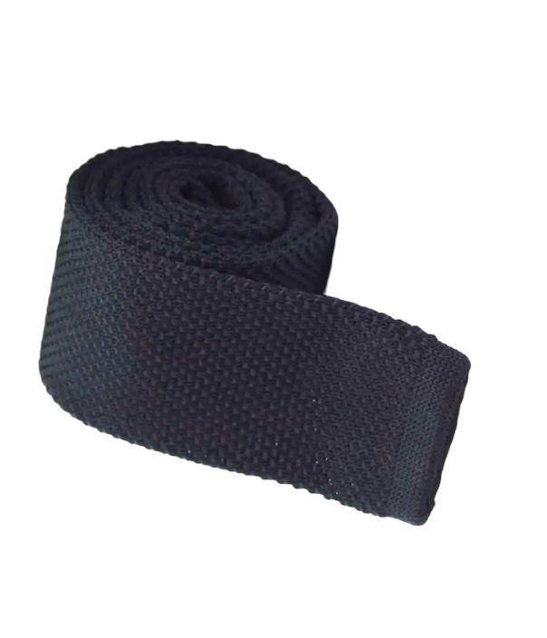 Corbata de Hilo Tejida Diseño Vintage Color Negro-1