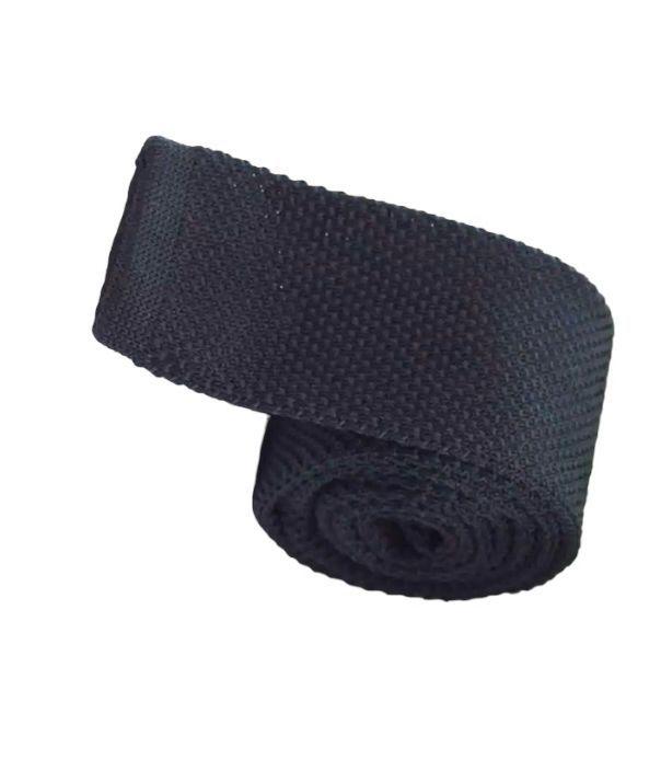 Corbata de Hilo Tejida Diseño Vintage Color Negro-2