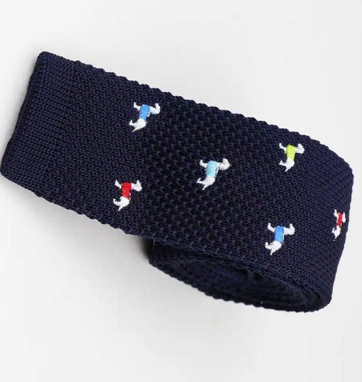 Corbata Vintage Tejida Con Diseño de Perritos-1