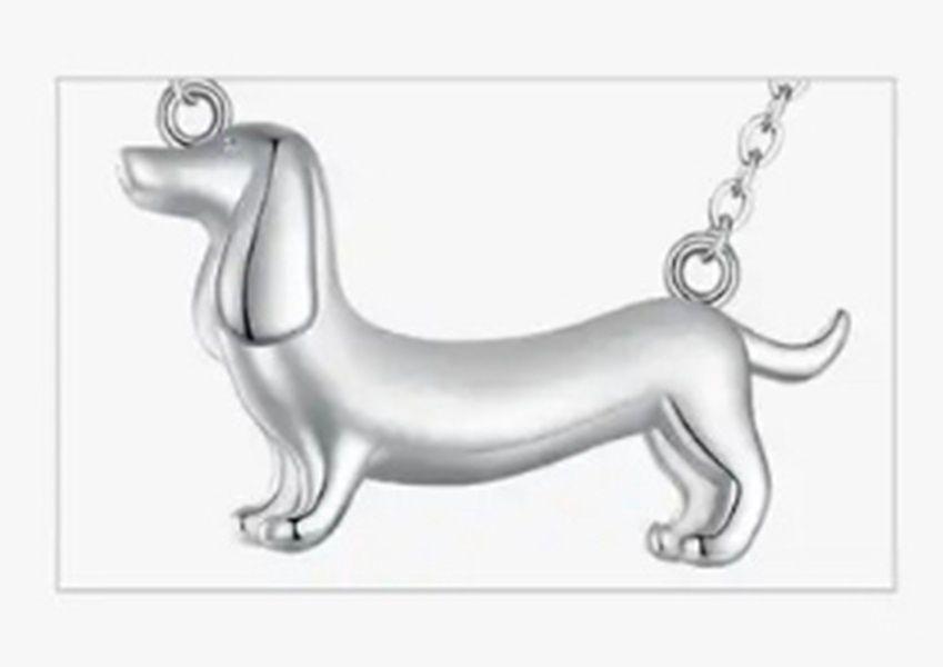Collar Con Colgante Perro Salchicha De Plata Collar De Lujo-2