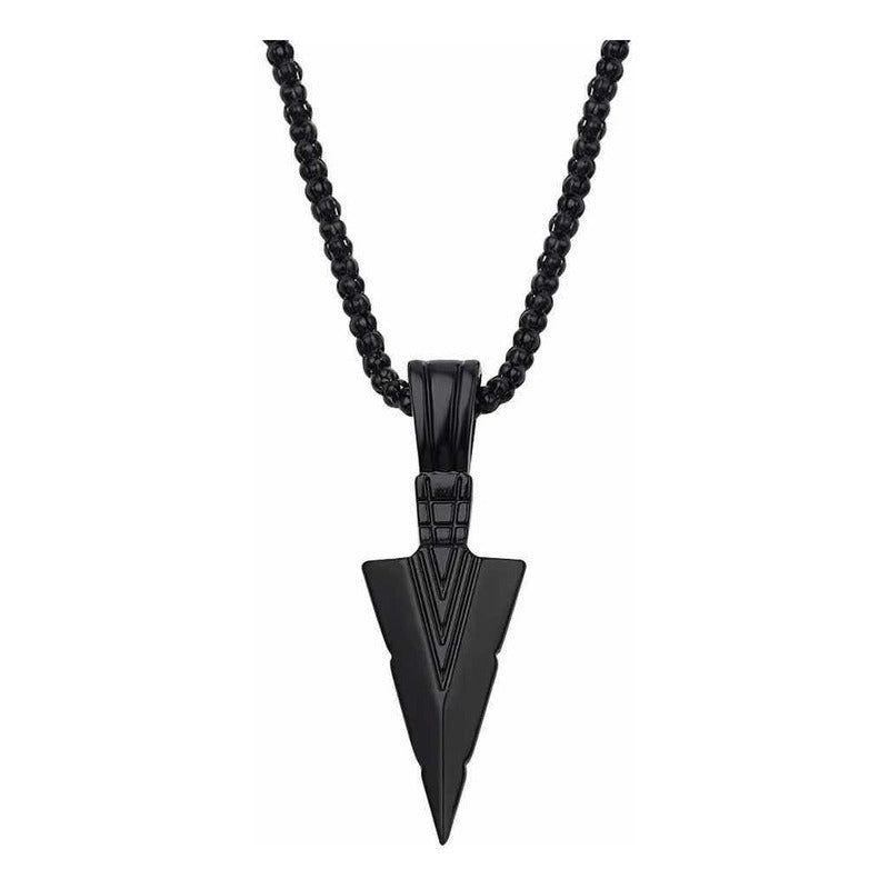 Collar Negro Con Punta De Flecha Negro Y Con Estilo Rockero Negro-2