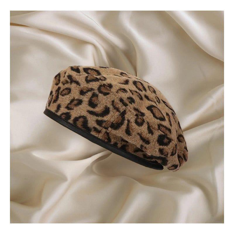 Boina Francesa Modelo Leopardo , Sombrero Animal Print Leopardo Estandar-3
