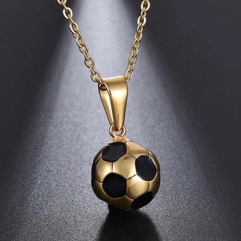 Collar Cadena De Pelota De Futbol, Para Niños Y Adultos Dorado-2