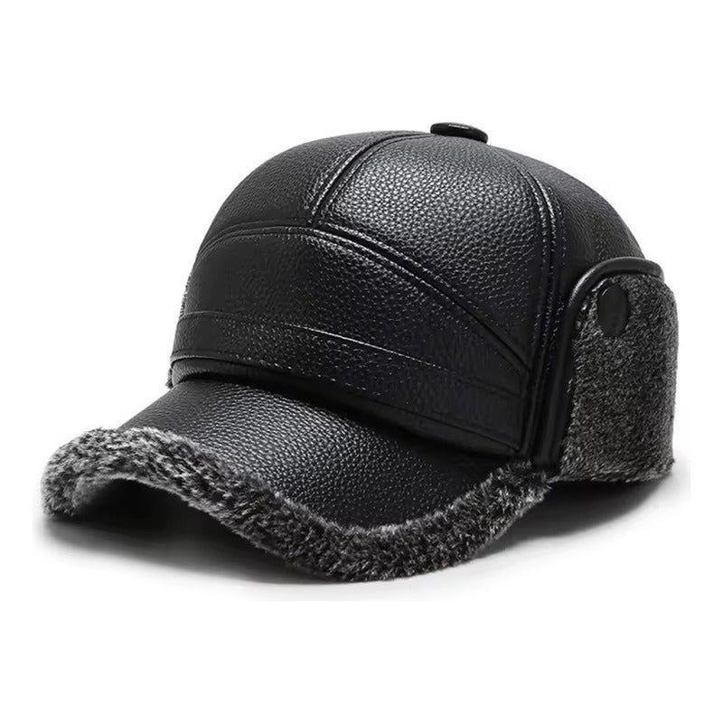 Gorro Sombrero Cuero Y Chiporro, Cálido Para El Invierno-3