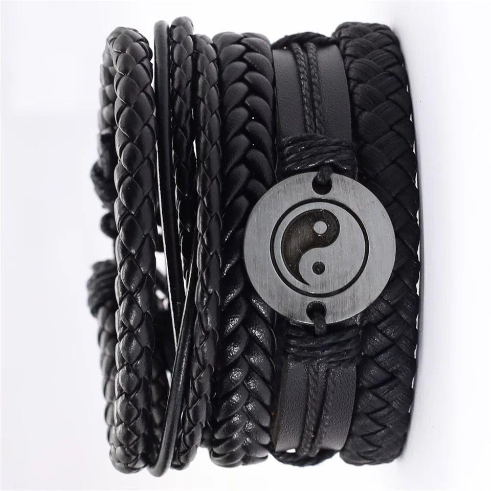 Pulsera Brazalete Cuero Elegante Negro - Místico 0 Mm-2