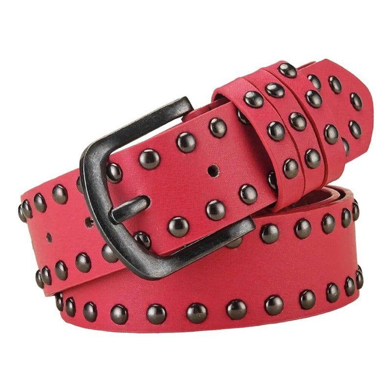 Cinturón Rojo Femenino De Cuero Ecológico, Moderno Y Juvenil Rojo Lisa Único-2