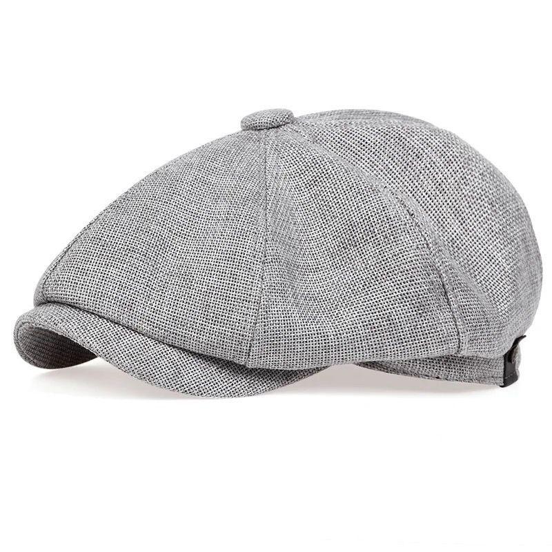 Gorro Gris Claro Boina Tipo Ocasional Forma Octogonal Gris Claro-2