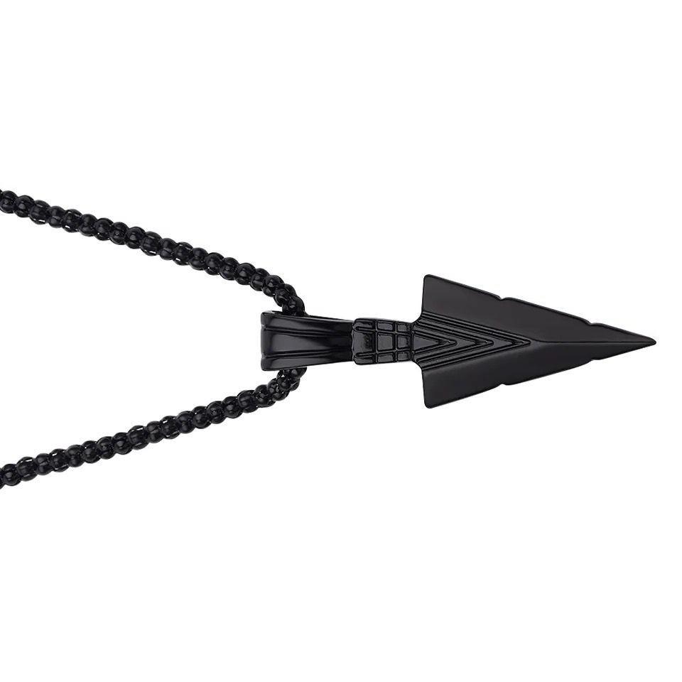 Collar Negro Con Punta De Flecha  Negro Y Con Estilo Rockero-2